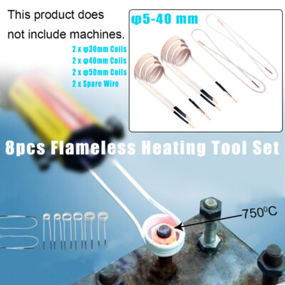 Induction Heater Coil Kit 8pcs Flameless Heat For Removing Rusty Bolts and Nuts