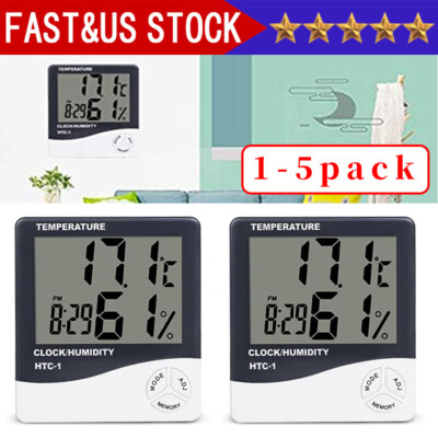 THERMOMETER INDOOR Digital LCD Hygrometer Temperature Humidity Meter Alarm Clock