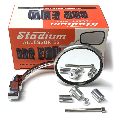 Stadium Stainless Steel Round Bar End Mirror Fits 7/8" Bars BSA, Triumph