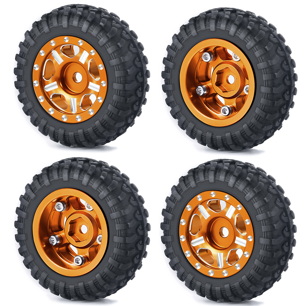FLYXM 4PCS Wheel Rims Tires Kit For RC Kyosho MINI-Z 4x4 1/18 Jimny 1/24 SCX24