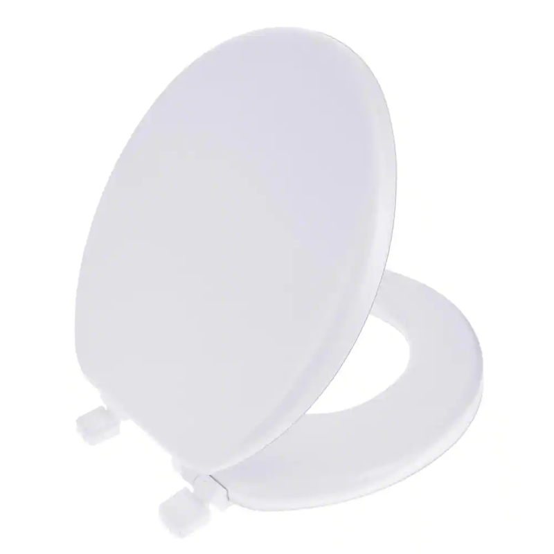 In White Round Soft Cushion Closed Front Toilet Seat