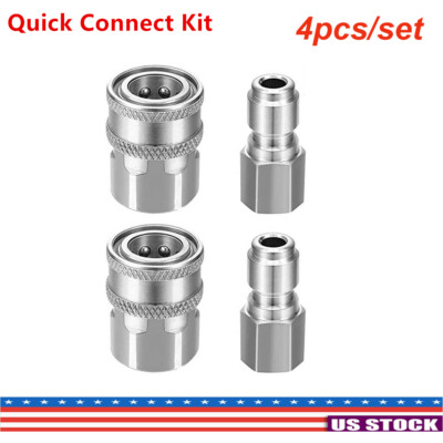 4PACK Stainless Steel Quick Connect Fitting Pressure Washer Adapter Set 3/8'' NPT