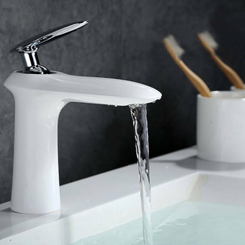 Waschtischarmatur Bad Wasserhahn Weißer Wasserhahn Einhandmischer