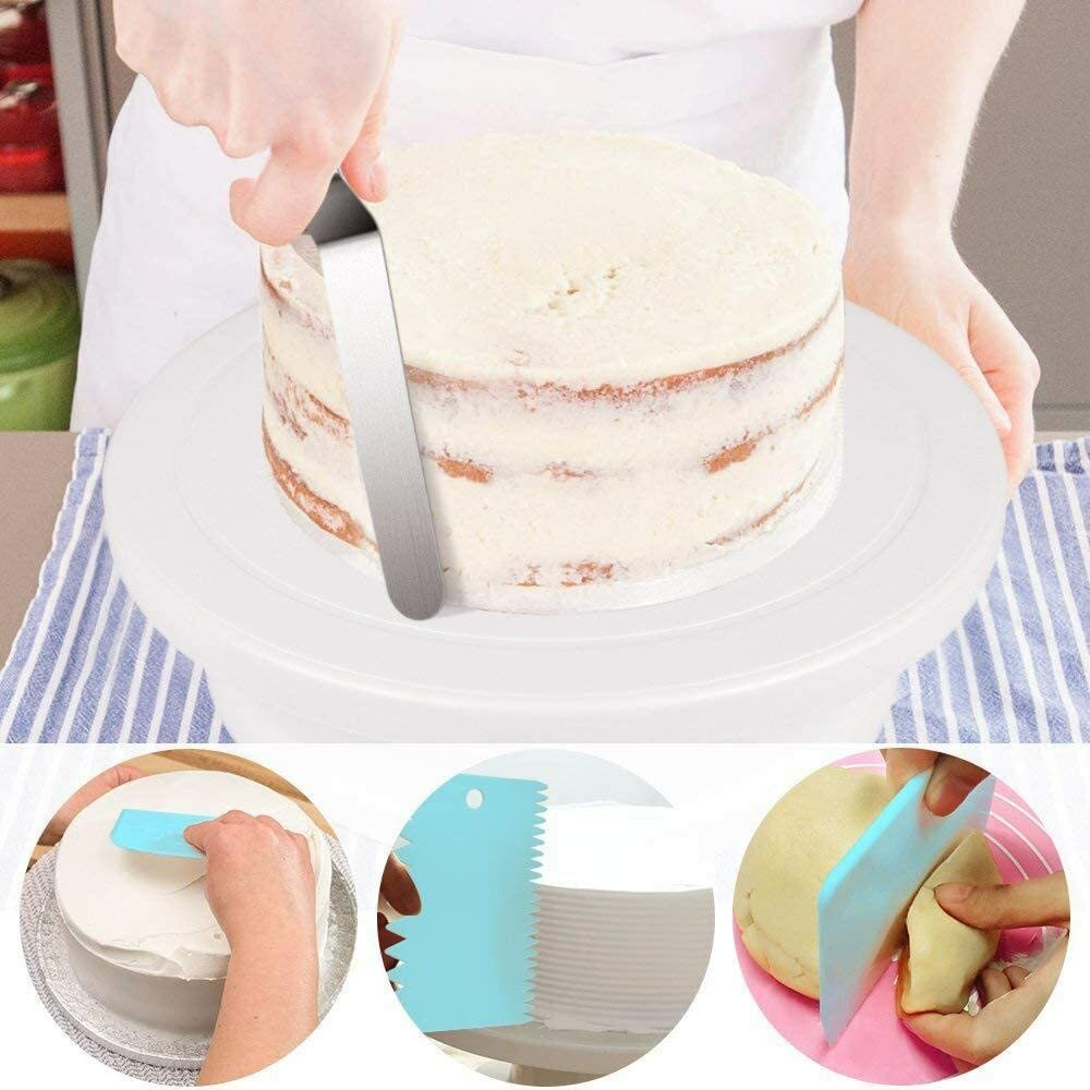 Cake Turn table/12pcs icing Tips/3 Icing Spatula/3 Icing Smoother/1 spatula  set