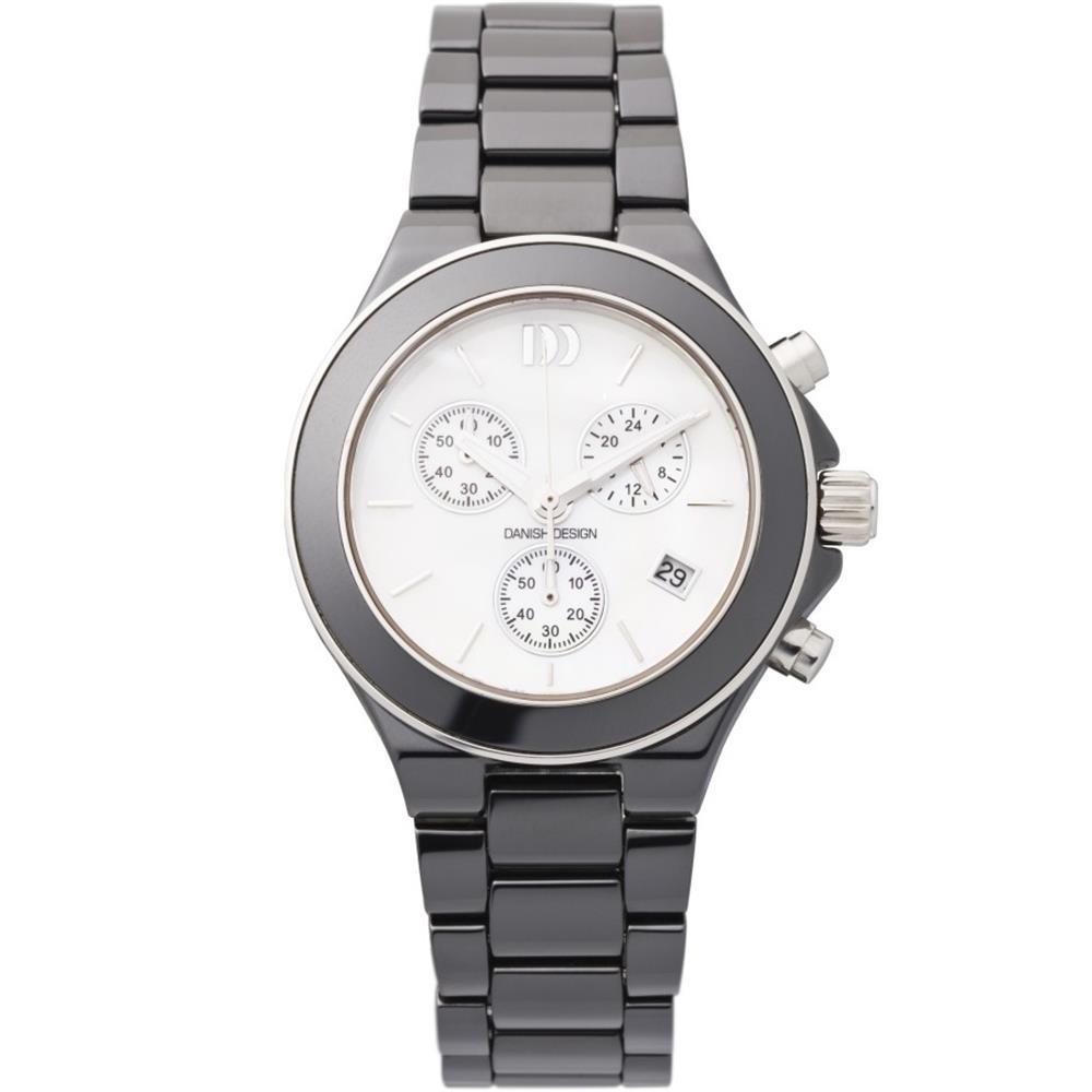 Pre-owned Danish Design Iv63q874 White Dial Chronograph Ceramic Quartz Women's Watch