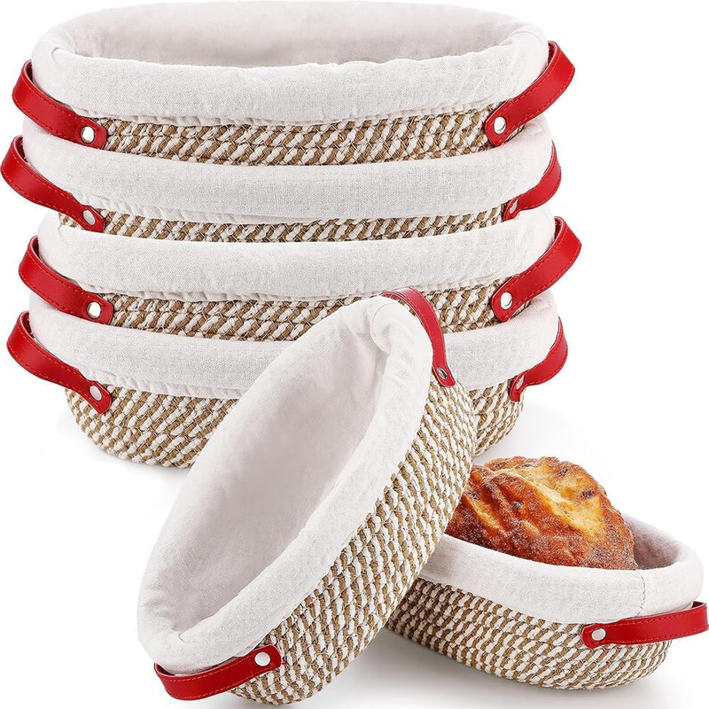 4 Pcs Cotton Rope Banneton Bread Proofing Basket, Oval Bread Basket