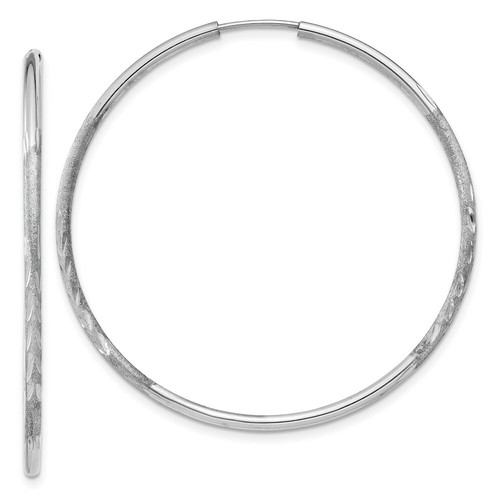 Pre-owned Goldia 14k White Gold 1.5mm Diamond-cut Endless Hoop Earrings