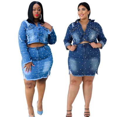 denim skirt co ord set