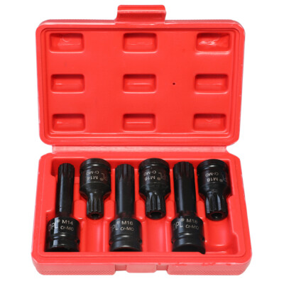 vw audi 6pc 1/2'' DR Impact Star Torx Bit Socket Set T55 T60 T70 T80 T90 T100 M14