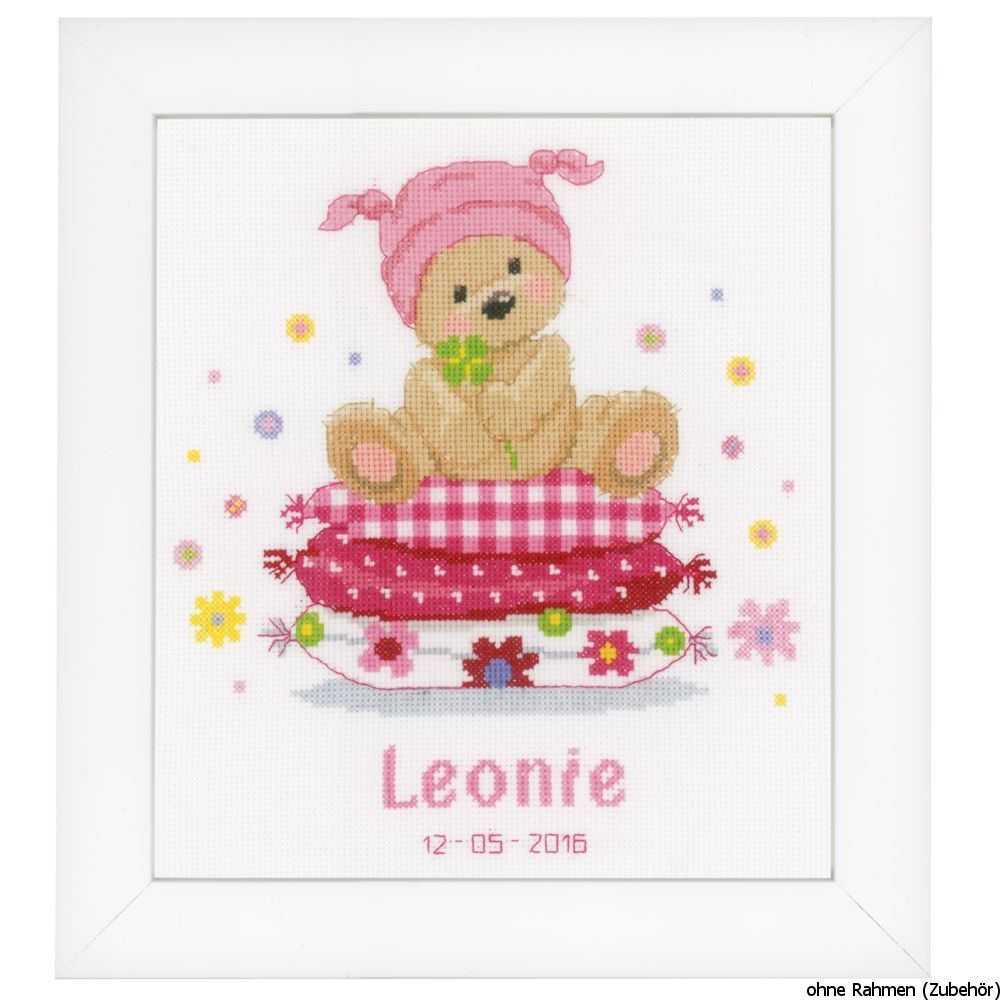 Vervaco Counted cross stitch kit Bear on cushion, DIY