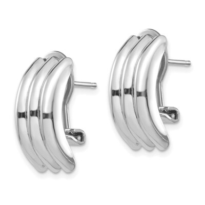 Pre-owned Superdealsforeverything Real 14kt White Gold Omega Post Earrings