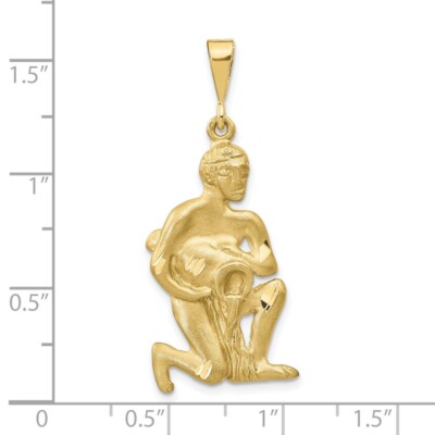 Pre-owned Superdealsforeverything Real 10kt Yellow Gold Satin Aquarius Zodiac Charm
