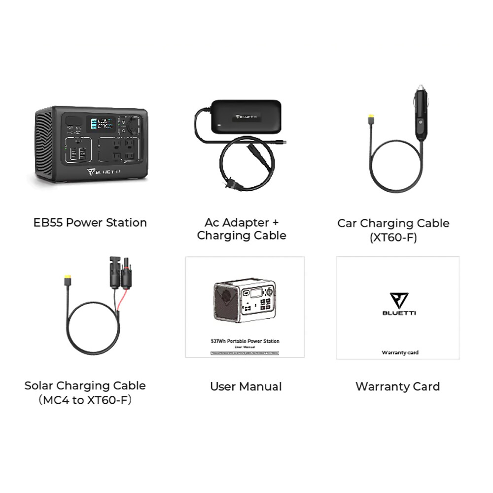 EB55 BLUETTI 700W Portable Power Station Solar Generator LiFePO4 for Road Trip