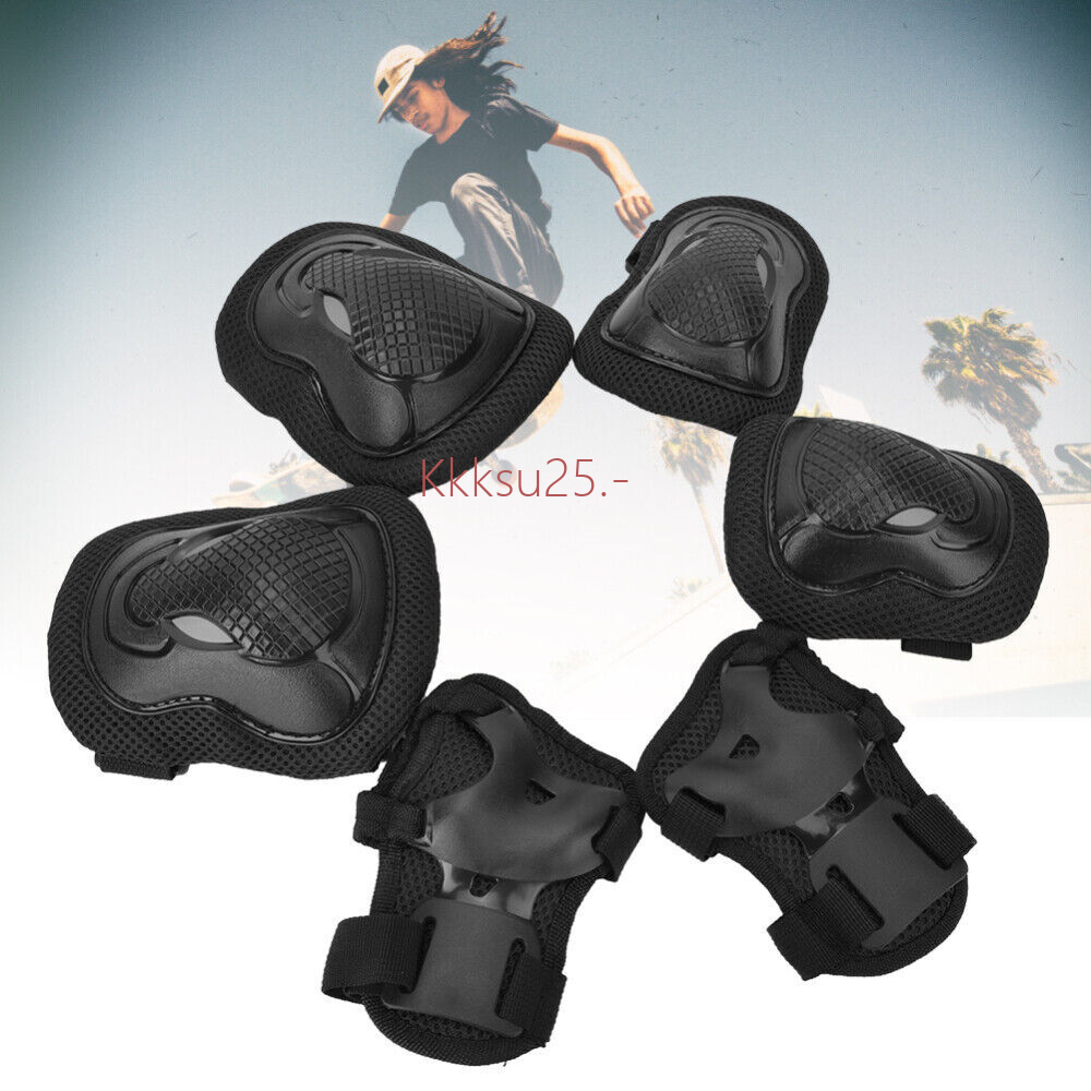 6pc Adult Wrist Elbow Knee Pads Skateboard Roller Skate Bike Protective Gear Kit