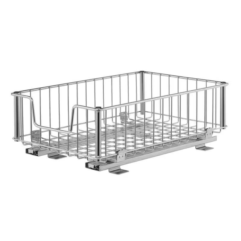 Pull Out Cabinet Drawer Organizer Sliding Shelf Chrome Kitchen Storage Rack