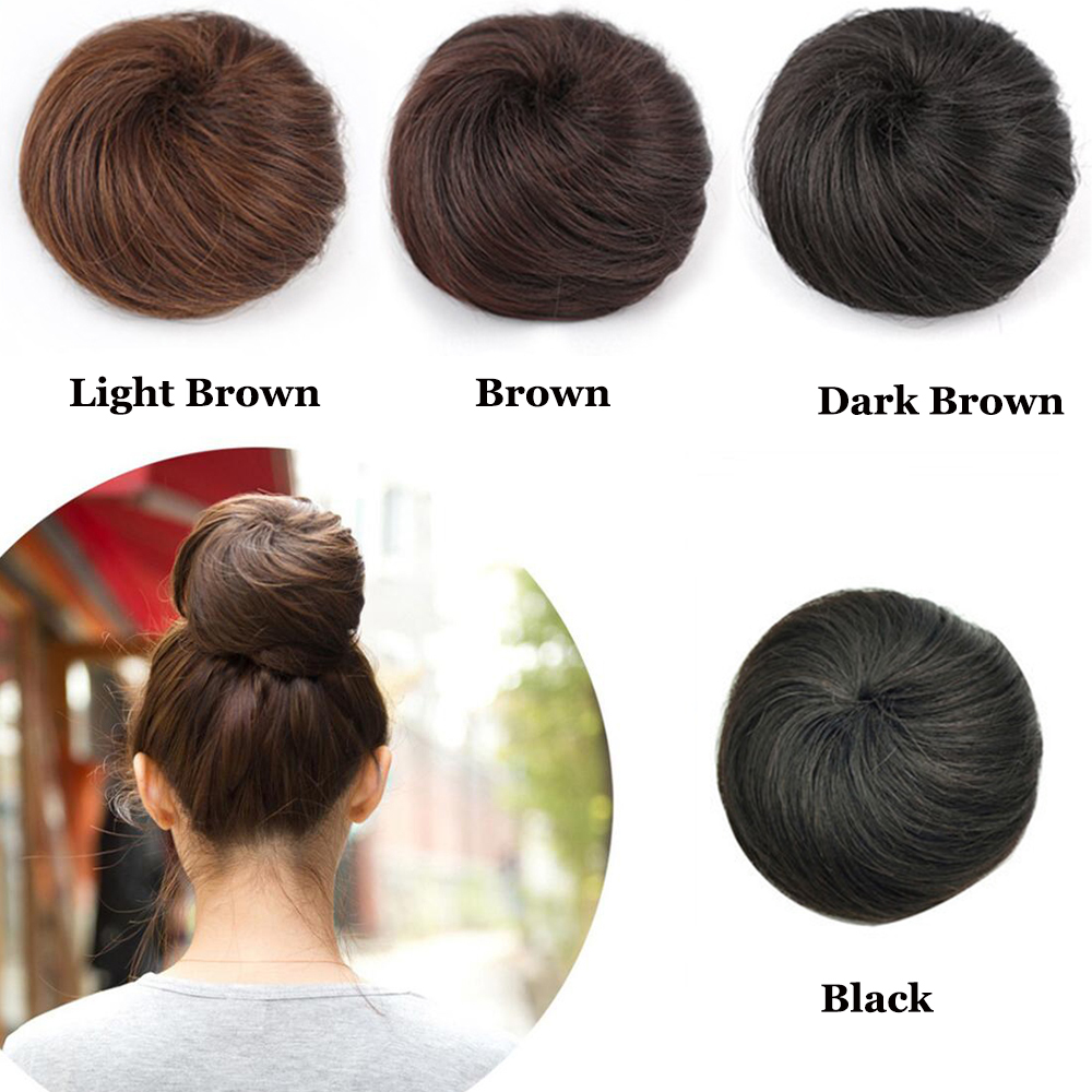 Clip In On 100 Human Hair Straight Drawstring Buns Chignon Updo