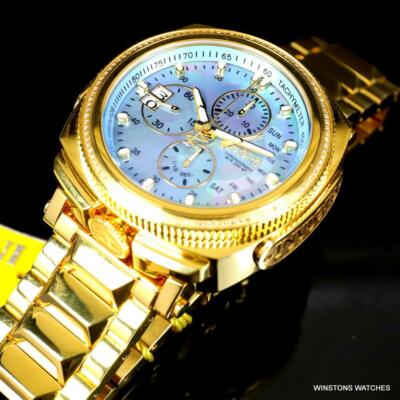 Pre-owned Invicta Reserve Russian Diver Diamond Gold Plated Platinum Mop 52mm Watch