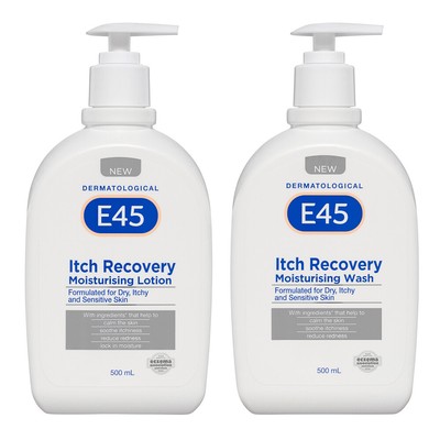 E45 Itch Recovery 500ml Moisturising Lotion & Wash f/ Dry/Itchy/Sensitive Skin