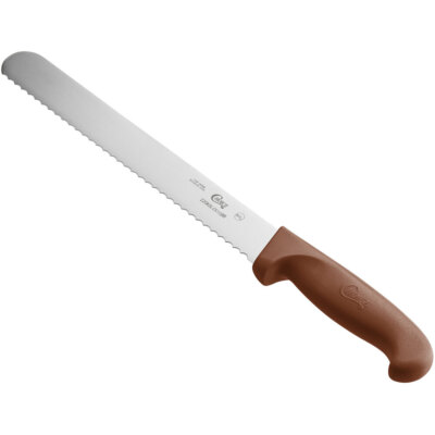 Choice 10'' Serrated Edge Slicing / Bread Knife with Brown Handle
