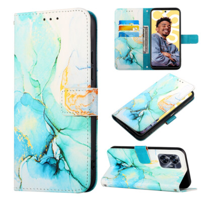 For OPPO Realme C31 C35 C12 C15 C25 V13 8i Flip Marble Leather Wallet Case Cover