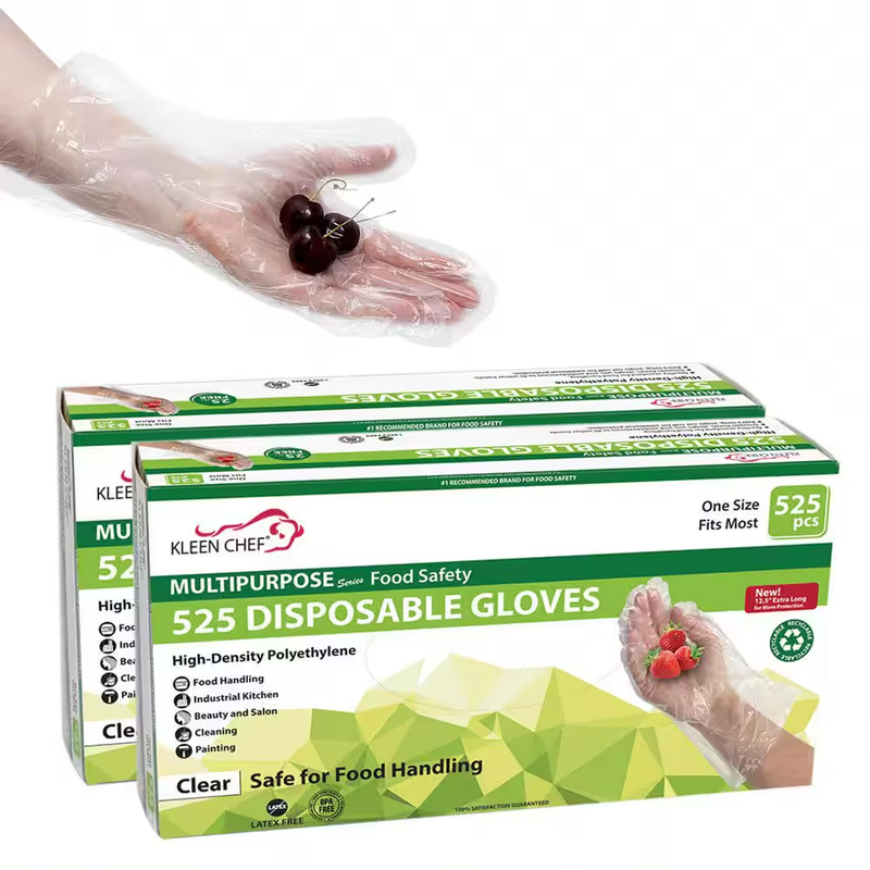 Disposable Poly Gloves Long Cuff Food Handling HDPE 1Size 525Box 2Pack Cleaning