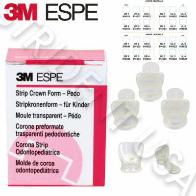 3M Pediatric Strip Crown Forms Pedodontic 5 per Box - multiple sizes available