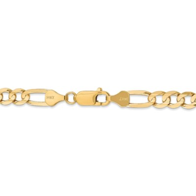 Pre-owned Superdealsforeverything Real 14kt Yellow Gold 6mm Concave Open Figaro Chain Chain Bracelet; 7 Inch