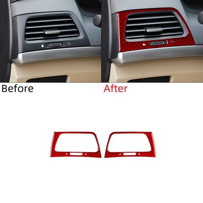 2x Red Carbon Fiber Dashboard Side Air Vent Cover Trim For Honda Accord 2008-12
