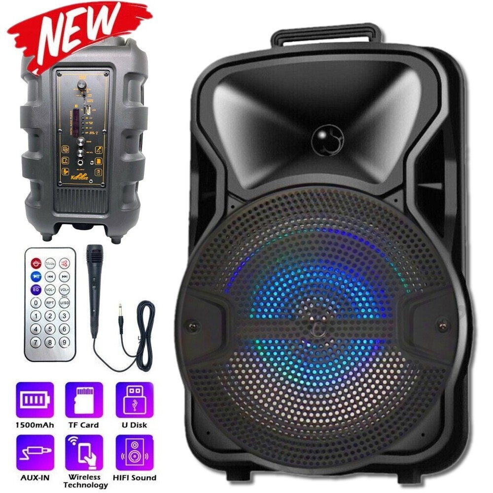 1500W 8'' Portable FM Bluetooth Speaker Subwoofer Heavy Bass