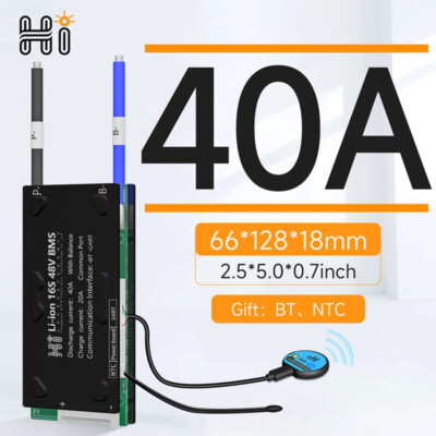 14S 48V 30A-100A Li-ion Smart BMS Battery Same Port with Balance +Bluetooth +NTC