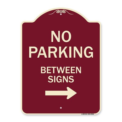 SignMission Designer Series Sign - No Parking Between Signs 2 | Burgundy 18'' ...