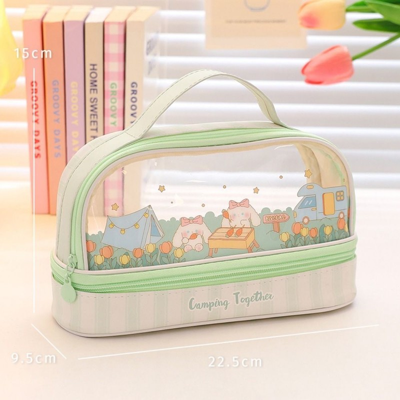 Large Capacity Double Layer Pencil Box School Supplies Pencil Case Pen Bag