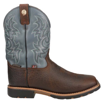 

Justin Boots Fireman Square Toe Cowboy Mens Size 12 D Casual Boots GR9052, Blue;brown, Justin Boots Fireman Square Toe Cowboy