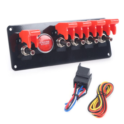 6 Gang  Ignition Switch Panel Red Toggle Racing Car Engine Start Push Button 