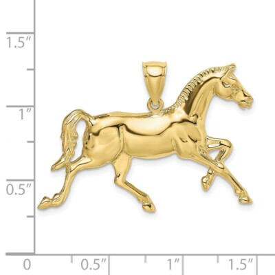 Pre-owned Superdealsforeverything Real 10kt Yellow Gold 2-d Polished Horse Charm