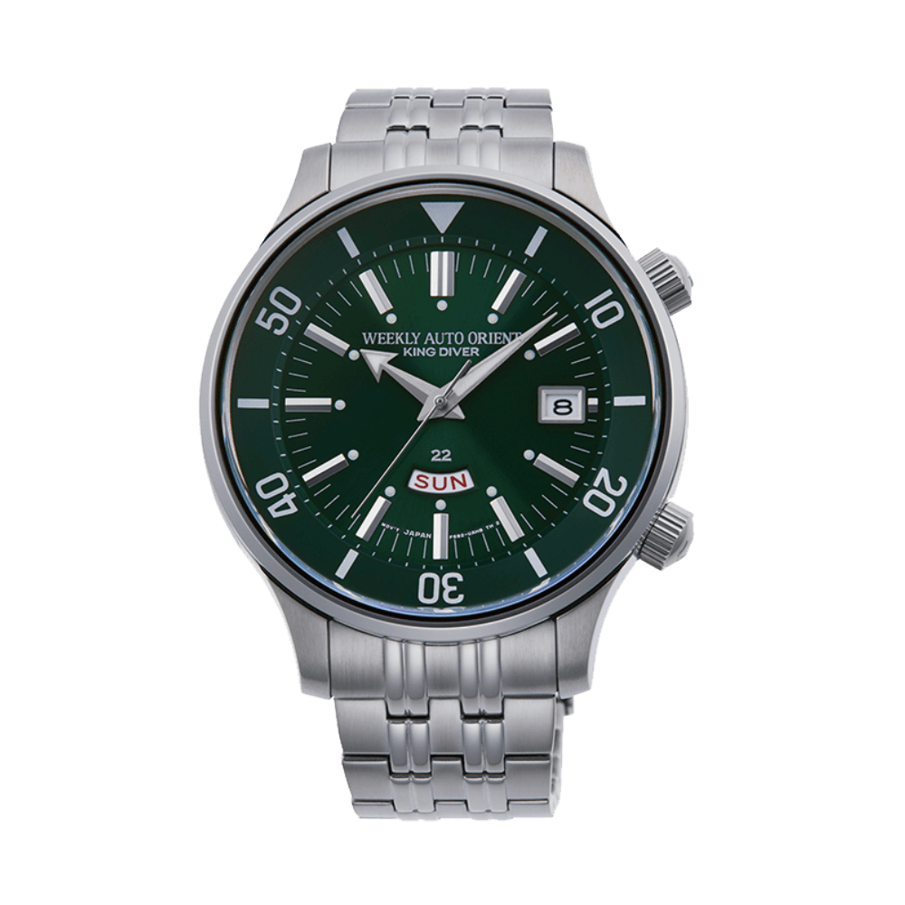Pre-owned Orient Weekly Auto King Diver Day Date Ra-aa0d03e Green Dial Made In Japan