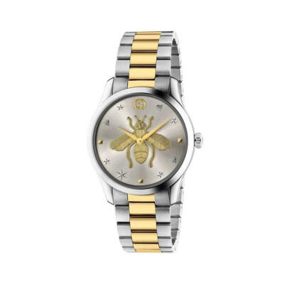 Pre-owned Gucci Ya1264131 G-timeless 38mm Women's Two-tone Stainless Steel Watch