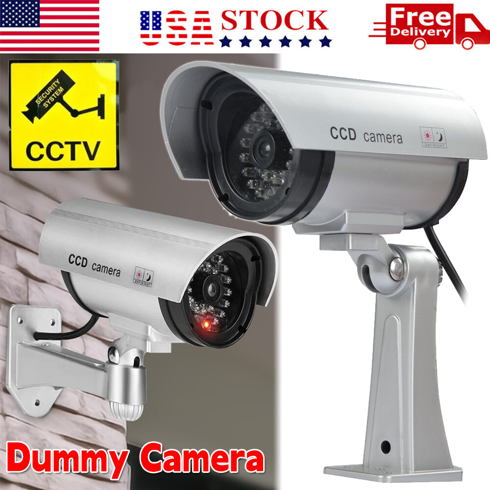 Dummy Fake Decoy CCTV Security Camera w/ Flashing LED Indoor Outdoor Waterproof