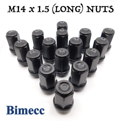 M14x1.5 Closed Wheel Nuts 41mm (Black) x 16 For Ssangyong Actyon Korando Kyron