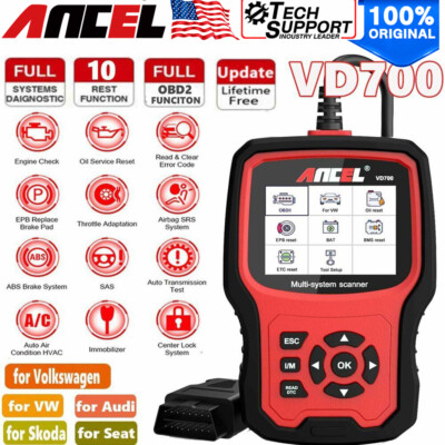 Ancel VD700 All System Car OBD2 Diagnostic Scanner EPB Oil Reset TPMS DPF For VW