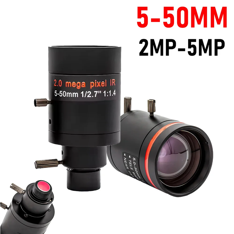 10X Zoom 2/5MP Varifocal Lens 5-50mm M12 Mount F1.6 1/2.7 Inch Manual Focus For