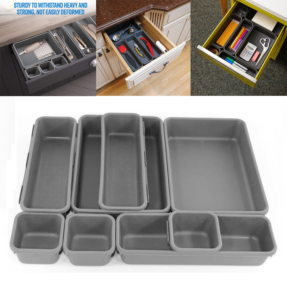 8x Storage Organizer Box Drawer Brush Holder For Kitchen Bathroom