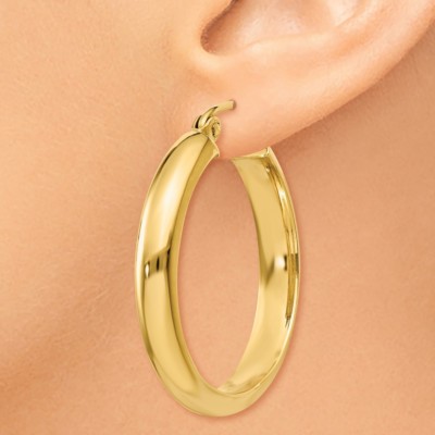 Pre-owned Superdealsforeverything Real 14kt Yellow Gold Round Tube Hoop Earrings