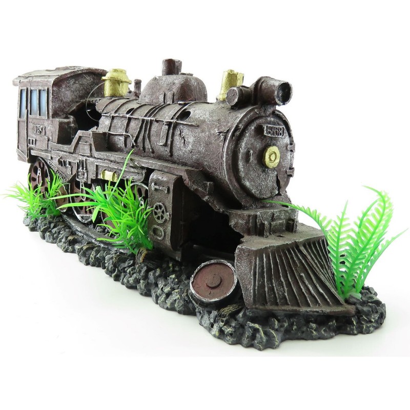 Locomotive Rouge Hektor.  35 X 10 X 15 Cm. DÃ©Coration Aquarium.
