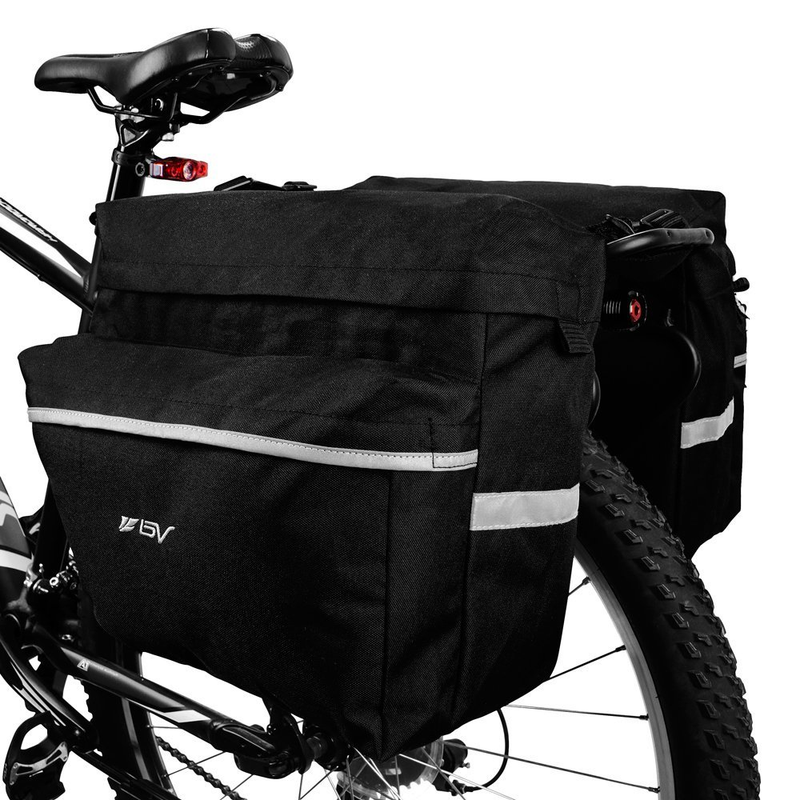 Bicycle Pannier Back Seat Side Bags Cycling Trunk Rack Large Reflective Black