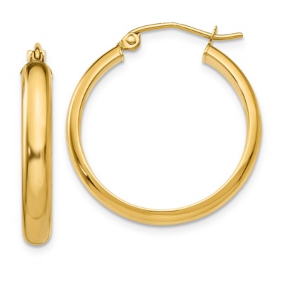 Pre-owned Superdealsforeverything Real 14kt Yellow Gold Round Tube Hoop Earrings