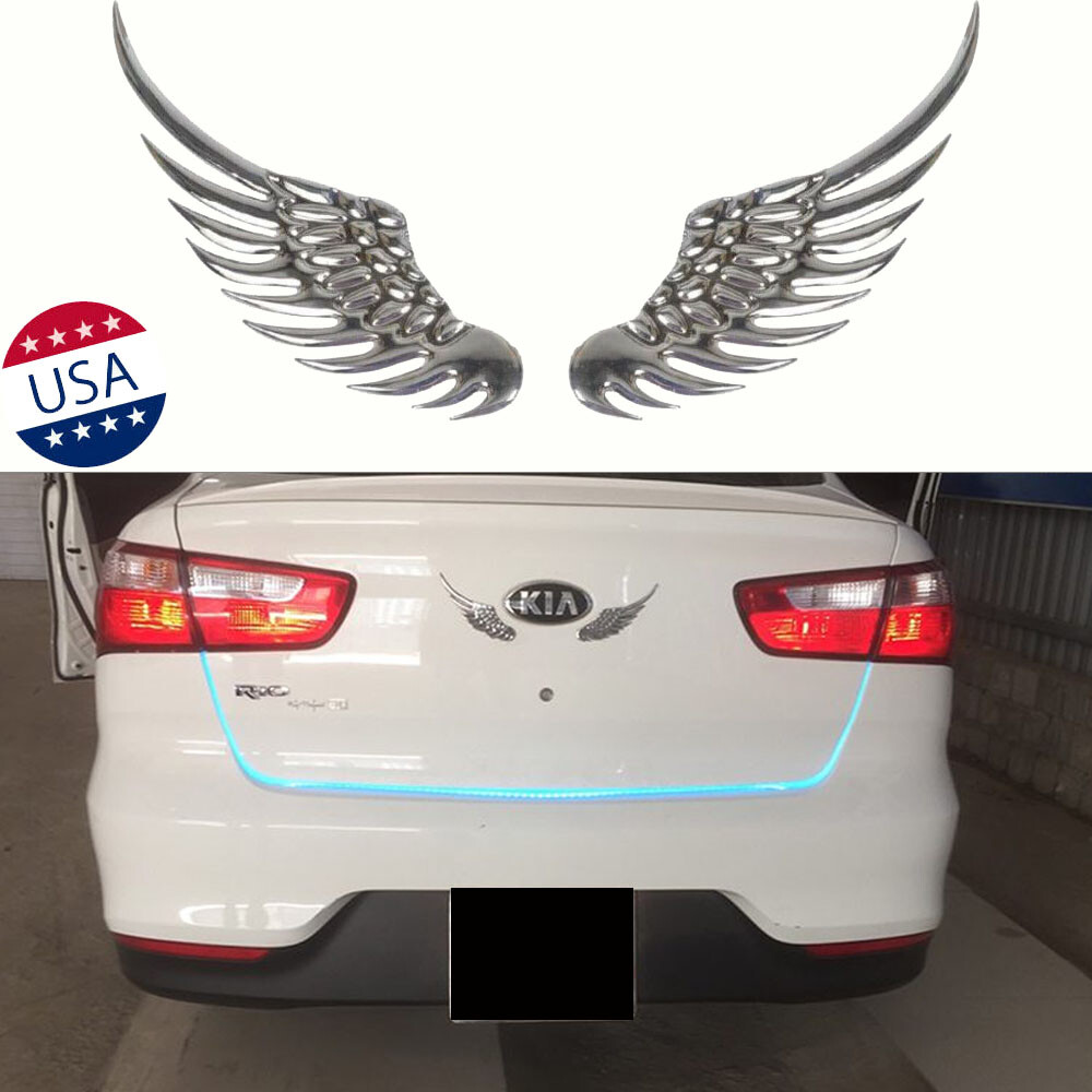 Silver Solid Angel Wings Metal Car Logo Emblem Decal Badge Trim For Toyota Honda Ebay