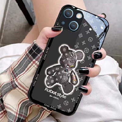 Luxury Cool Bear Glowing Phone Case For iPhone 15 14 13 12 11 Mini X 8 SE Cover