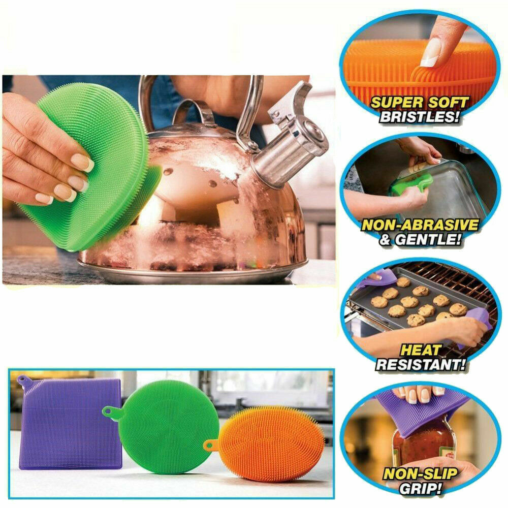 3 Spugne Multiuso In Silicone Squish Per Cucina Bagno E Pulizia Personale cir