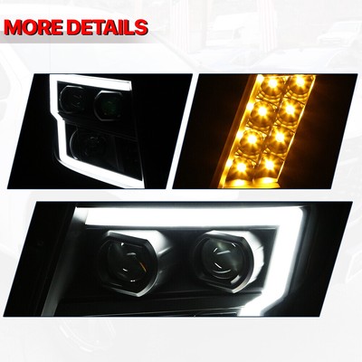 Black Clear LED DRL Signal Projector Headlight Lamps for 16-22 Nissan Titan XD
